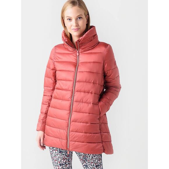 Save The Duck Women's Lydia Synthetic Down Puffer Iridescent Coat Pink Sz XL